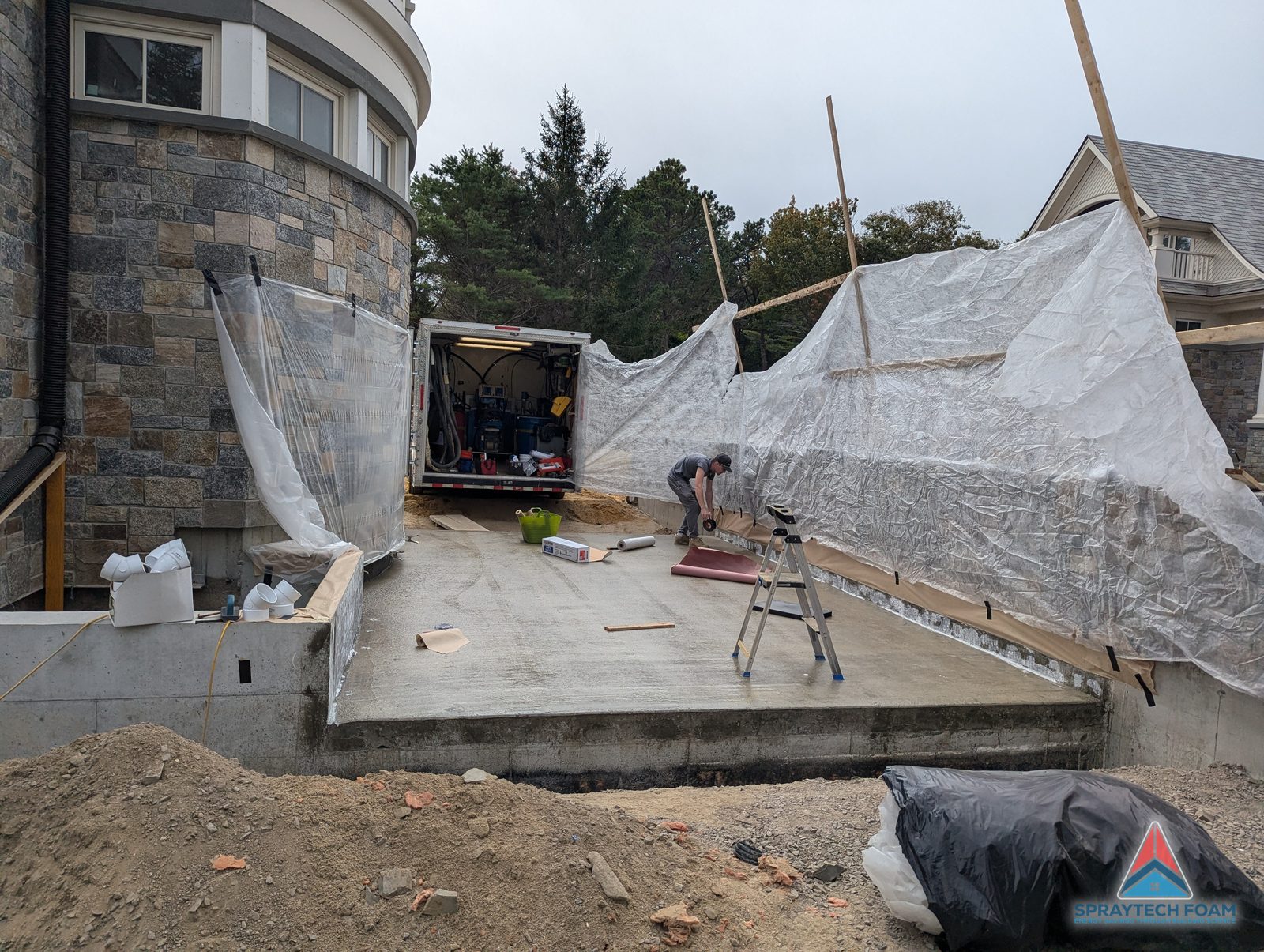 Terrace prepared for polyurea coating
